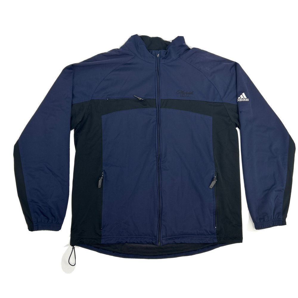 adidas Jacket Men M Blue Black Long Sleeve Climaproof Windbreaker Michelob Ultra